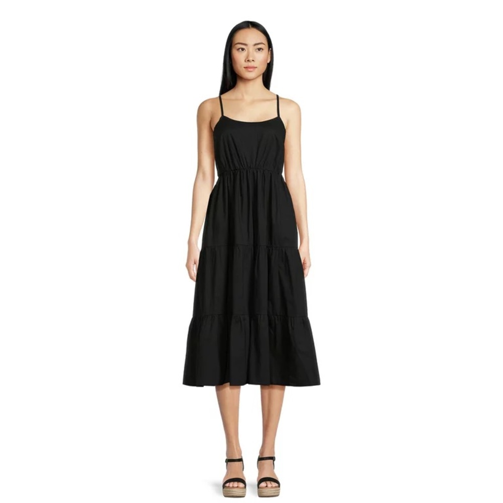 Time and Tru Black Sleeveless Tiered Dress